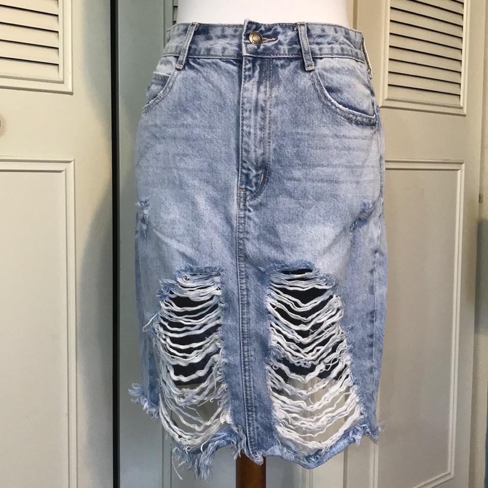 Distressed Jean skirt